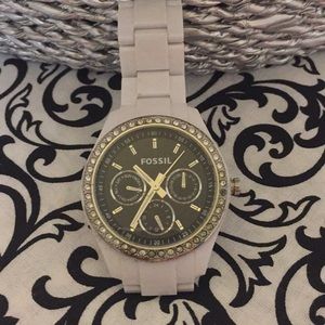White Fossil Watch